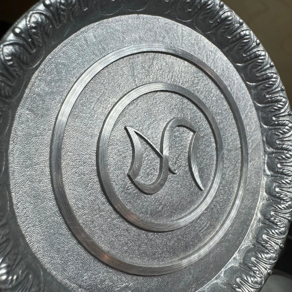 Vintage MCM LE Mason Co Boston Mass Aluminum Coasters Set of 7 Monogram S Silver
